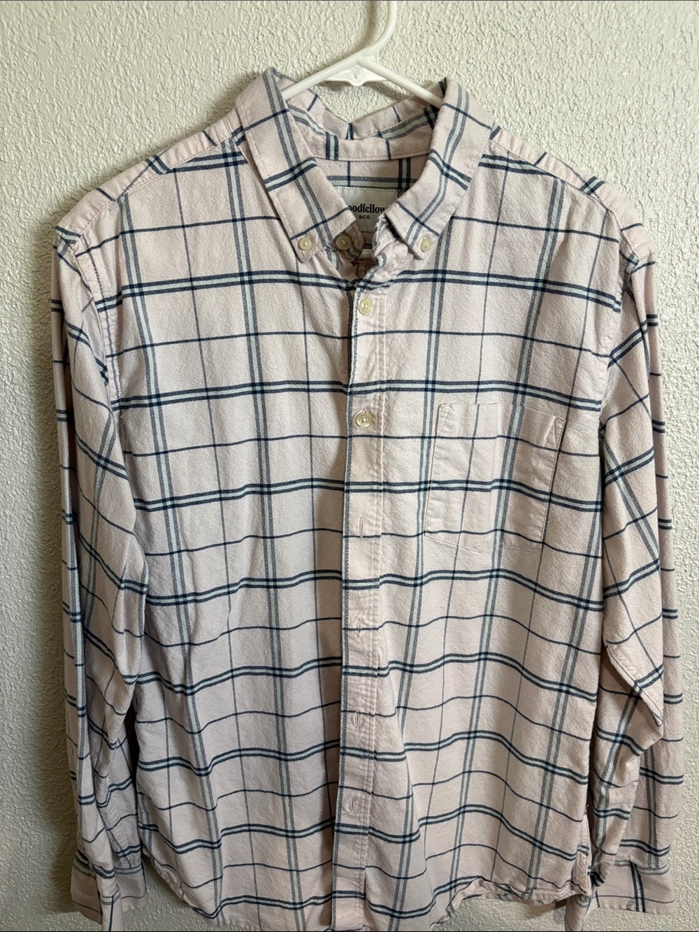 Goodfellow Light Pink Plaid Slim Fit Button-Down Shirt